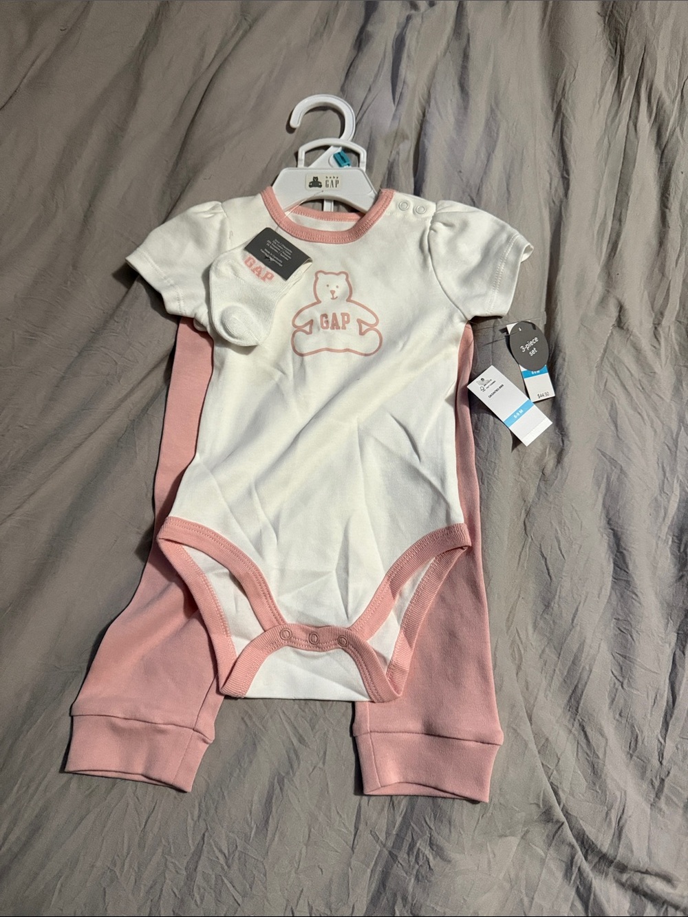 GAP White and Pink Bear One-Piece with Matching Pants